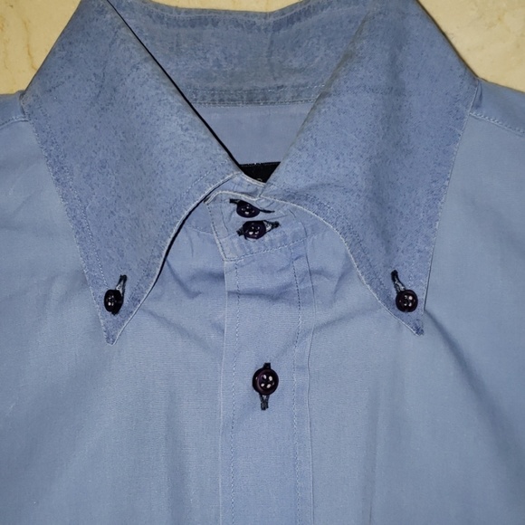 MEN'S ITALIAN GERANI BLUE DRESS SHIRT - Picture 3 of 6